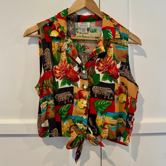 D.C.C. Women's Tropical Print Tie-Front Top - Multicolor - Picture 1 of 3